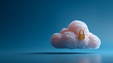 cloud with a padlock icon on a blue background