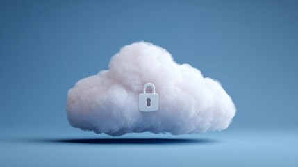 cloud with a padlock icon on a blue background