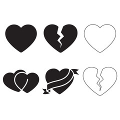 set of vector hearts