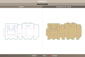 Display box with window dieline crafted through detailed vector mapping enhancing printing sharpness and packaging clarity consistent die line setup forms transparent display front