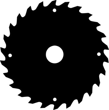 Circular saw blade icon. Black, minimalist icon isolated on white background. Saw blade simple silhouette