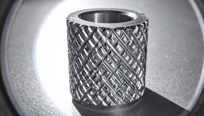 Macro Photograph of a Knurled Metal Cylinder with Crosshatch Texture