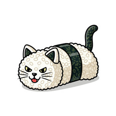 Cute Sushi Cat Character Illustration