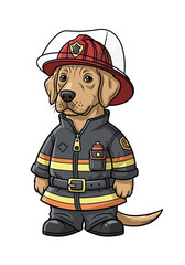 Cartoon Dog Dressed as Firefighter Character