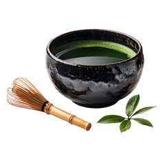 Japanese Matcha Tea Ceremony Set on Transparent Background