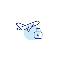 Plane taking off and lock. Aviation safety. Pixel perfect, editable stroke vector icon