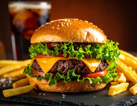burger and fries