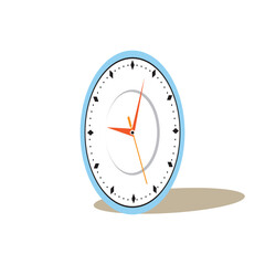 Illustration of an oval clock with a light blue frame showing the time at 903, isolated on white background time management and schedule concept
