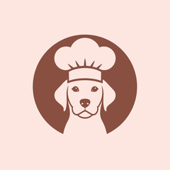 Dog Chef Logo Design – Cute Puppy with Chef Hat in Circle