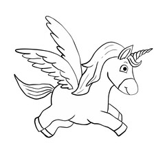 Line illustration of unicorn