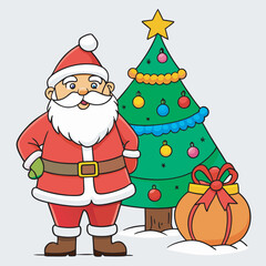 santa claus and christmas tree