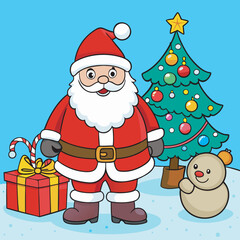 santa claus and christmas tree