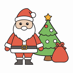 santa claus with christmas tree