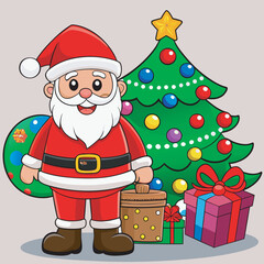 santa claus with gift box