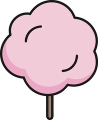 Cotton Candy on a Stick Vector Illustration