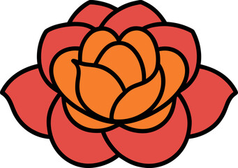 Simple Flower Icon with Outline and Fill