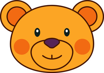 Cute Teddy Bear Face Icon Vector