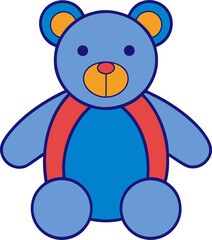Simple Teddy Bear Toy Outline and Fill Icon