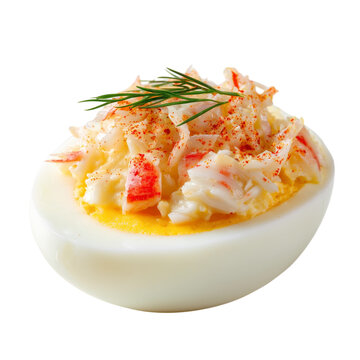 Deviled egg with crab meat