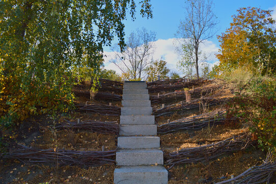 Concrete Stairs on a Hillside with Natural Stabilization