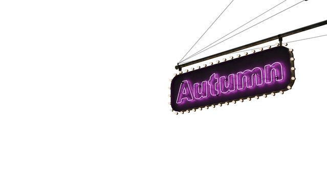 Cartel Autum ne&oacute;n rosa alfa.
