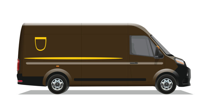dark brown van vans car minibus mini bus cargo fast free delivery ups pick up icon logo sign mock up brand decals decal side view art mail post box design vector template