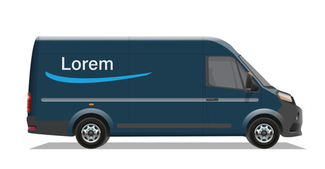 dark blue van vans car minibus mini bus cargo fast free delivery pick up icon logo sign mock up brand decals decal side view art mail post box design vector template
