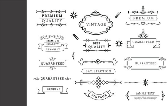 Unique Set of vintage frames with vintage lines in old background, vector illustration.
