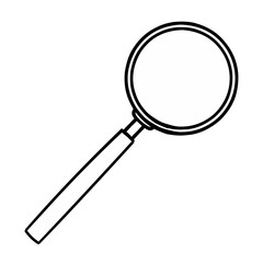 Line magnifying glass isolated on white