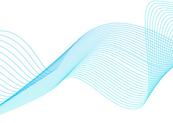 Abstract blue wave lines creating a dynamic flowing pattern on a white background, a concept of smooth digital movement and technology