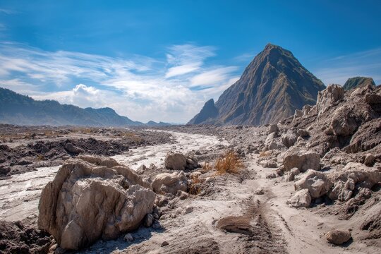 Rugged Debris of Lahar Remnants: A Stark Landscape of Destruction at Pinatubo Volcano, Philippines