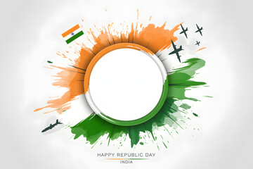 modern republic day illustration with indian flag colors and blank frame