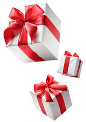 White gift boxes with red box