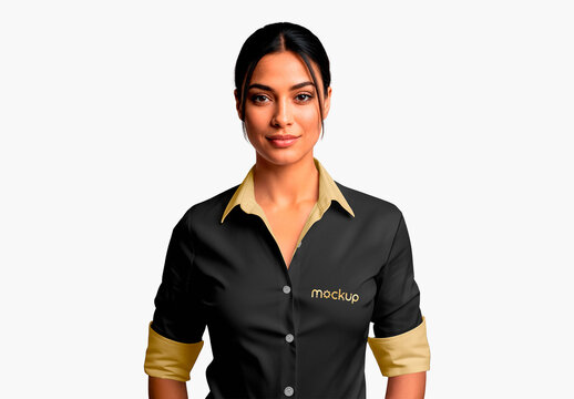 Woman in Dress Shirt Mockup