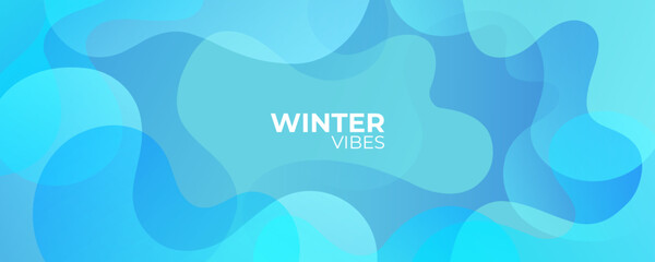 Winter Background. Bright colored waves and splashes. Dynamic vibrant color gradients. Flowing liquid shapes for Winter season creative graphic design. Vector illustration.