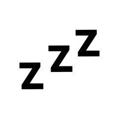 Three black Zzz symbols representing sleep and rest, isolated on a white background, clear graphic design for concepts.