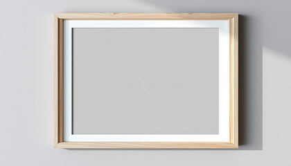 Square wooden frame mockup simple design with white mat perfect for showcasing art or photography in a minimalist interior