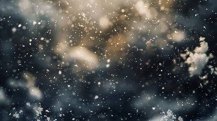 Winter background with snowflakes and bokeh effect. Snowfall on a dark background