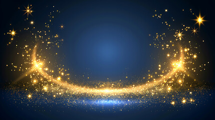 Abstract background with golden glittering stars and sparkles. Vector illustration