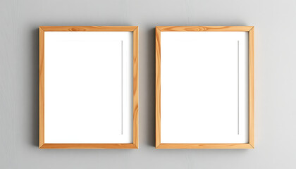 Two empty wooden frames minimalist style perfect for mockups and displaying artwork on a wall