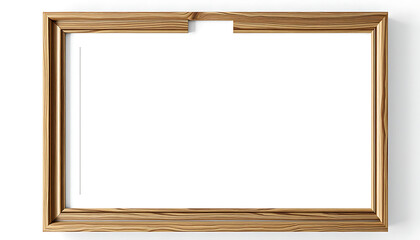 Empty wooden picture frame isolated on white background perfect for displaying artwork or photographs