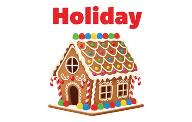 A festive gingerbread house decorated with candy is a symbol of the holiday season.