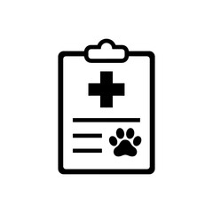 Obraz premium Veterinary care icon for pet health records, animal clinic symbol, modern medicine, paw print, cross logo, and healthcare for pets. Originally a vector graphic.