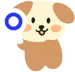 OX quiz illustration of a cute animal cartoon character holding an O sign