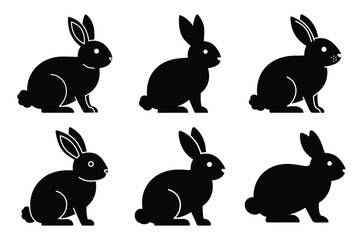 rabbit vector icon set