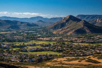 Fototapeta premium Scenic Overview of Newbury Park: Rolling Meadows and Suburban Living near Los Angeles, California