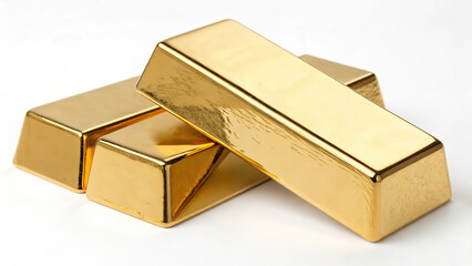 set of gold bars isolated on white background