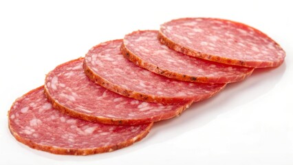 sliced salami isolated on a white background