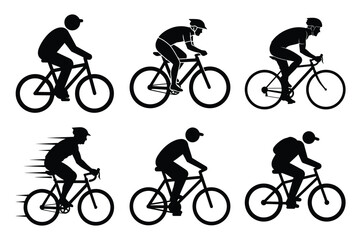 Fototapeta premium bicycle rider vector icon set