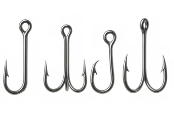 Fishing hooks metal sharp tackle isolated on transparent background